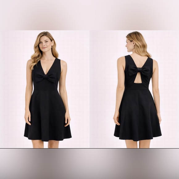 Kate Spade Dress 4 Black A Line Bow Back Stretch Pockets Career Church $289 - Picture 3 of 12